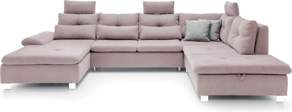 Sedacia súprava Madeira 3A, svetlo ružová látka, tvar pravé U