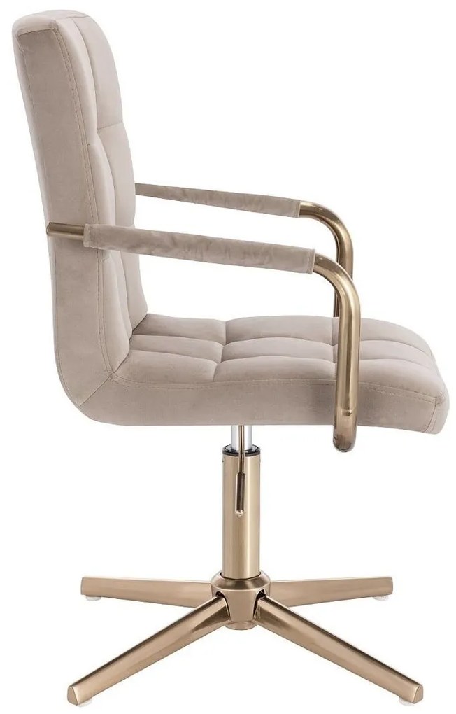 LuxuryForm DESIGN Otočná stolička VERONA GOLD VELUR na zlatom kríži - latte