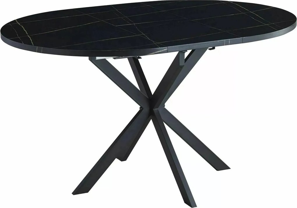 Jedálenský rozkladací stôl Gaston 100/135 cm čierny mramor/čierny