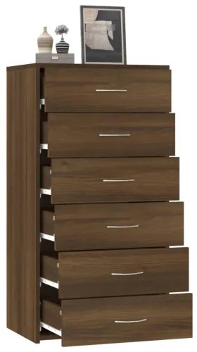 vidaXL Komoda so 6 zásuvkami hnedý dub 50x34x96 cm spracované drevo-