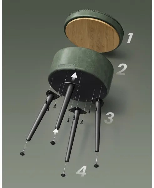 Kožený taburet CORE zelený