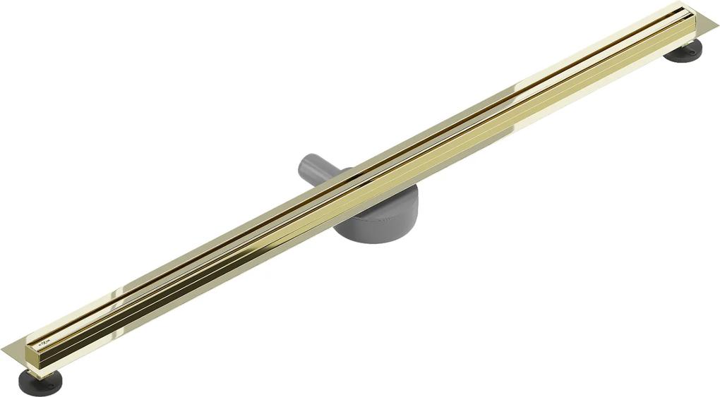 MEXEN Flat nerezový sprchový žľab s rotačným 360° sifónom 150 cm, vzor SLIM, zlatá, 1541150