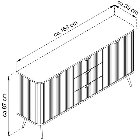 Komoda Zova 168 cm bílá/černá