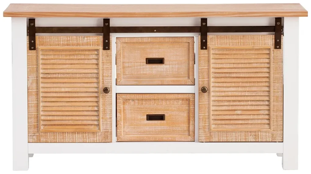 furniture-nabytek.cz - Masívna skrinka pod umývadlo Capera z borovice a MDF, lakovaná, biela a hnedá – 140×45×75 cm