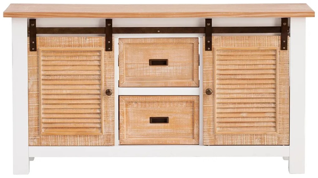 furniture-nabytek.cz - Masivní skříňka pod umyvadlo Capera z borovice a MDF, lakovaná, bílá a hnědá – 140×45×75 cm