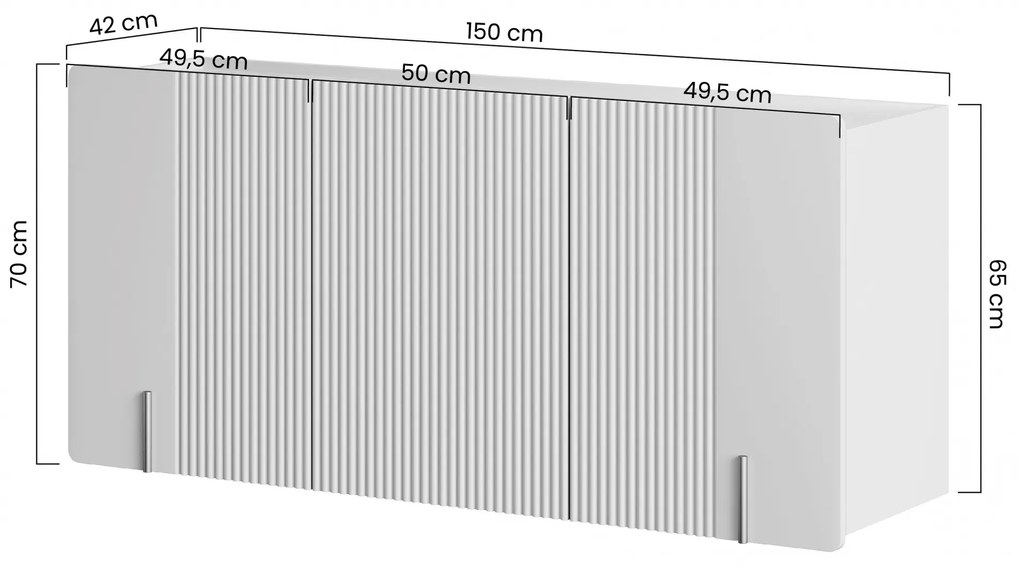 Závesná komoda Malmi 150 cm trojdverová - kašmír / zlatá
