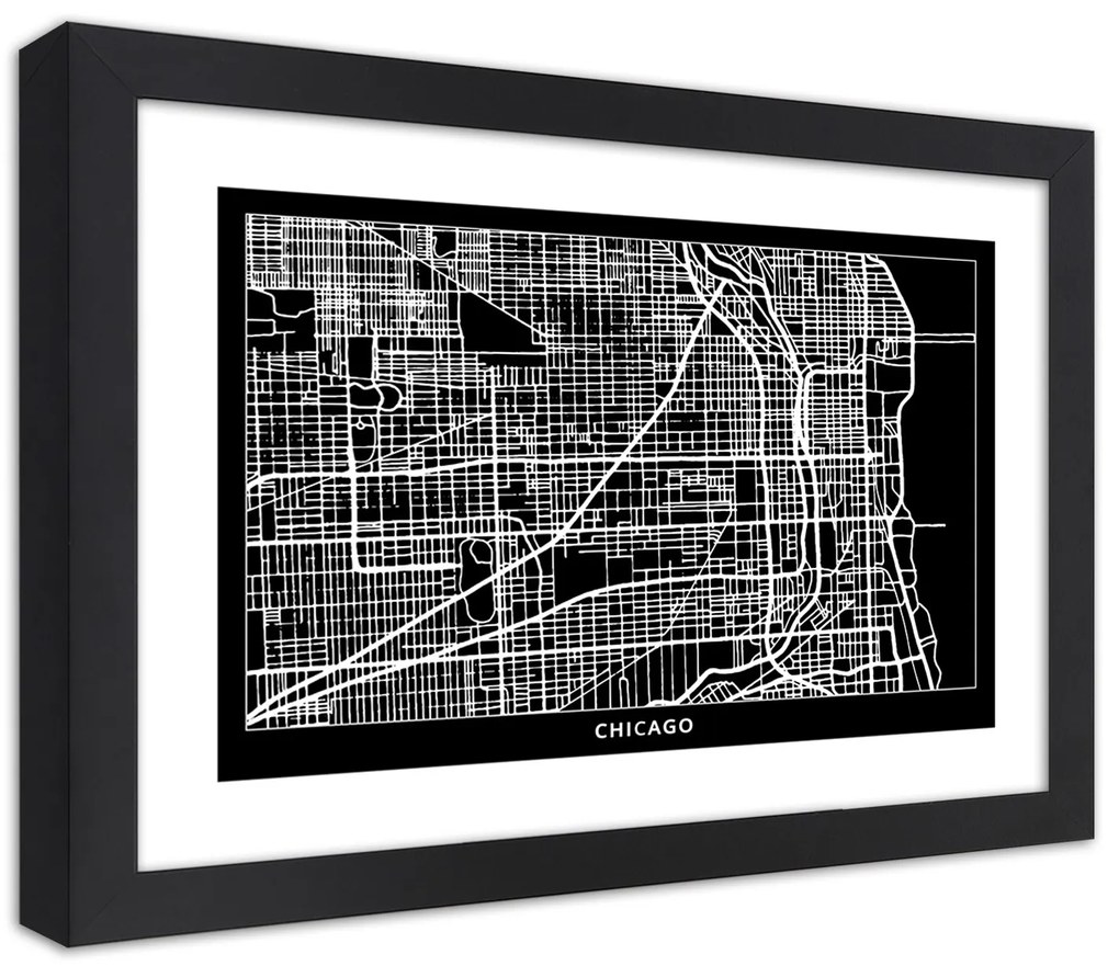 Gario Plagát Plán mesta Chicago Farba rámu: Bez rámu, Rozmery: 45 x 30 cm