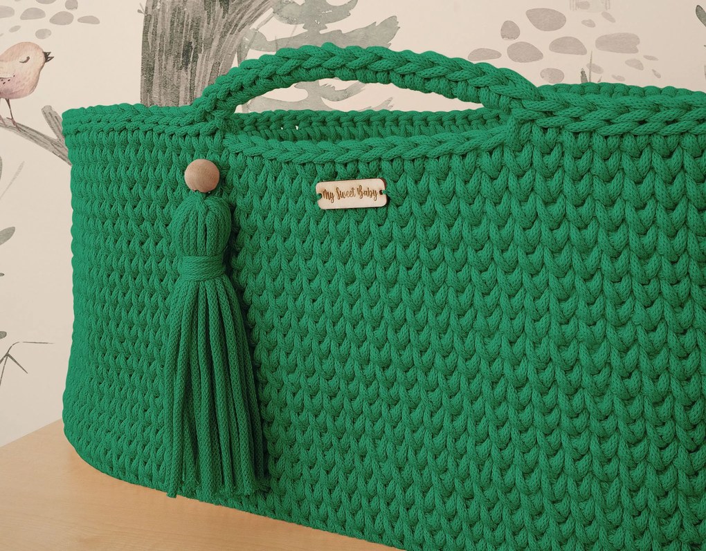 My Sweet Baby Mojžišov kôš BOHO Handmade so stojanom - zelený