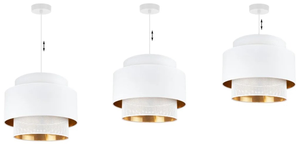 Závesné svietidlo Asti, 1x PVC/biele textilné tienidlo, (fi 35cm), g/c, w