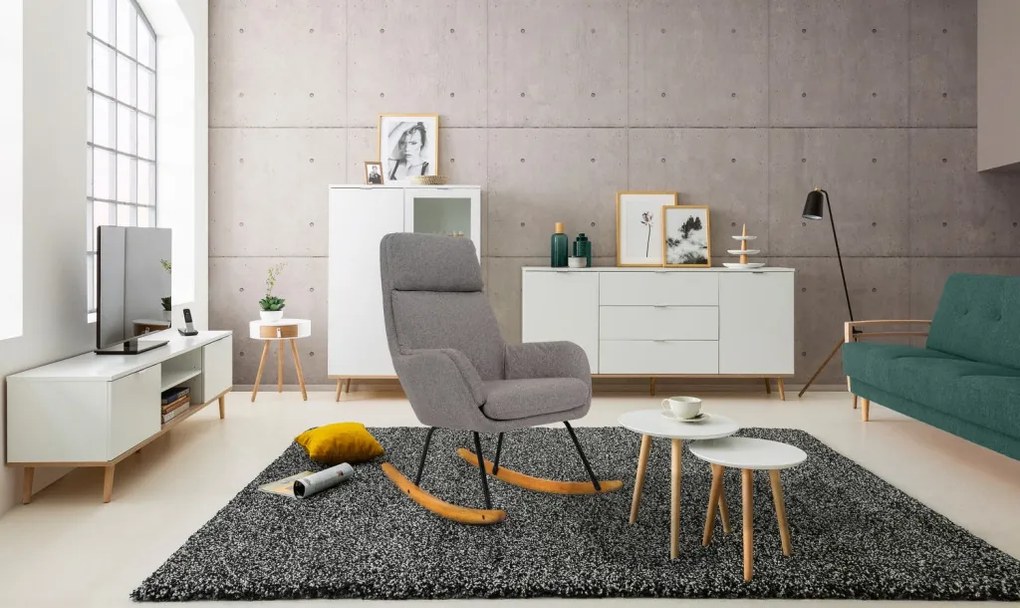 Hojdacie kreslo Lindberg, holubia šedá látka