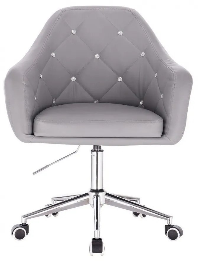 LuxuryForm DESIGN Kreslo ROMA na striebornej podstave s kolieskami - šedé