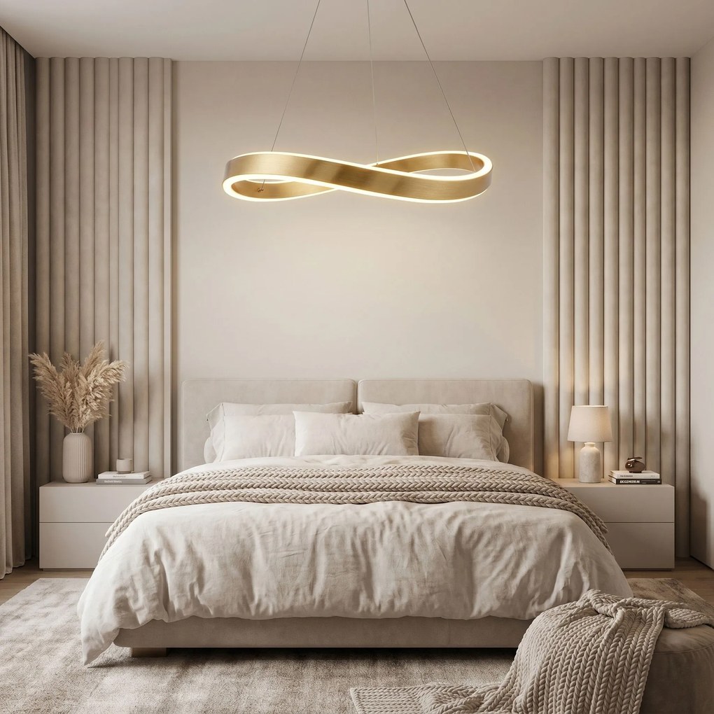 Toolight Toolight, LED závesné svietidlo, 80cm, 70W, 4000K, 5000lm, SWE069-CP, zlatá matná, OSW-30231