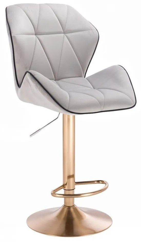 LuxuryForm DESIGN Barová stolička MILANO MAX VELUR na zlatom tanieri - šedá