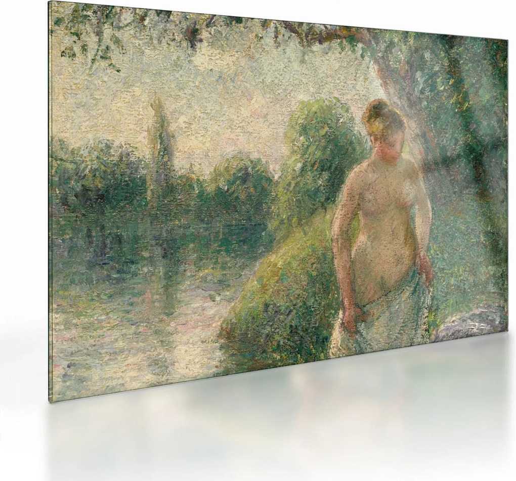 Sklenený obraz - Camille Pissarro, The Bather, reprodukcia (70x50 cm)