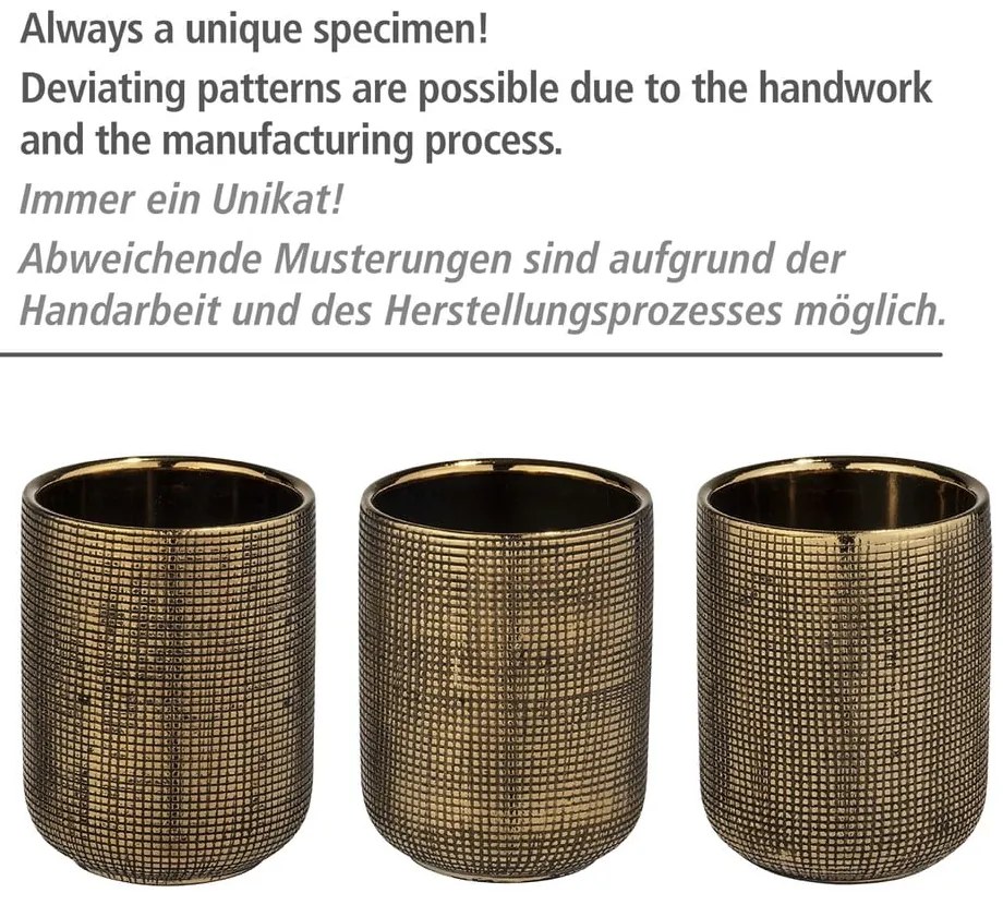 Keramický kelímok na zubné kefky v zlatej farbe Rivara – Wenko