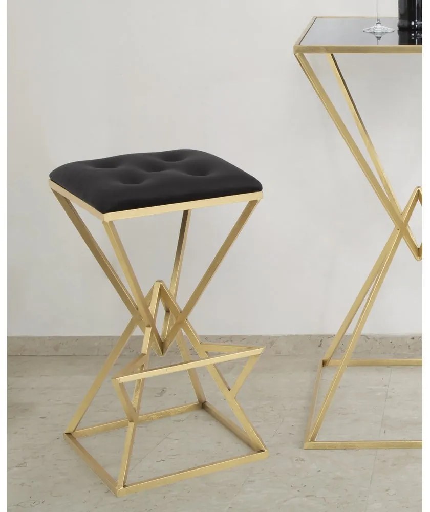 Čierna/v zlatej farbe čalúnená barová stolička (výška sedadla 75 cm) Piramid – Mauro Ferretti