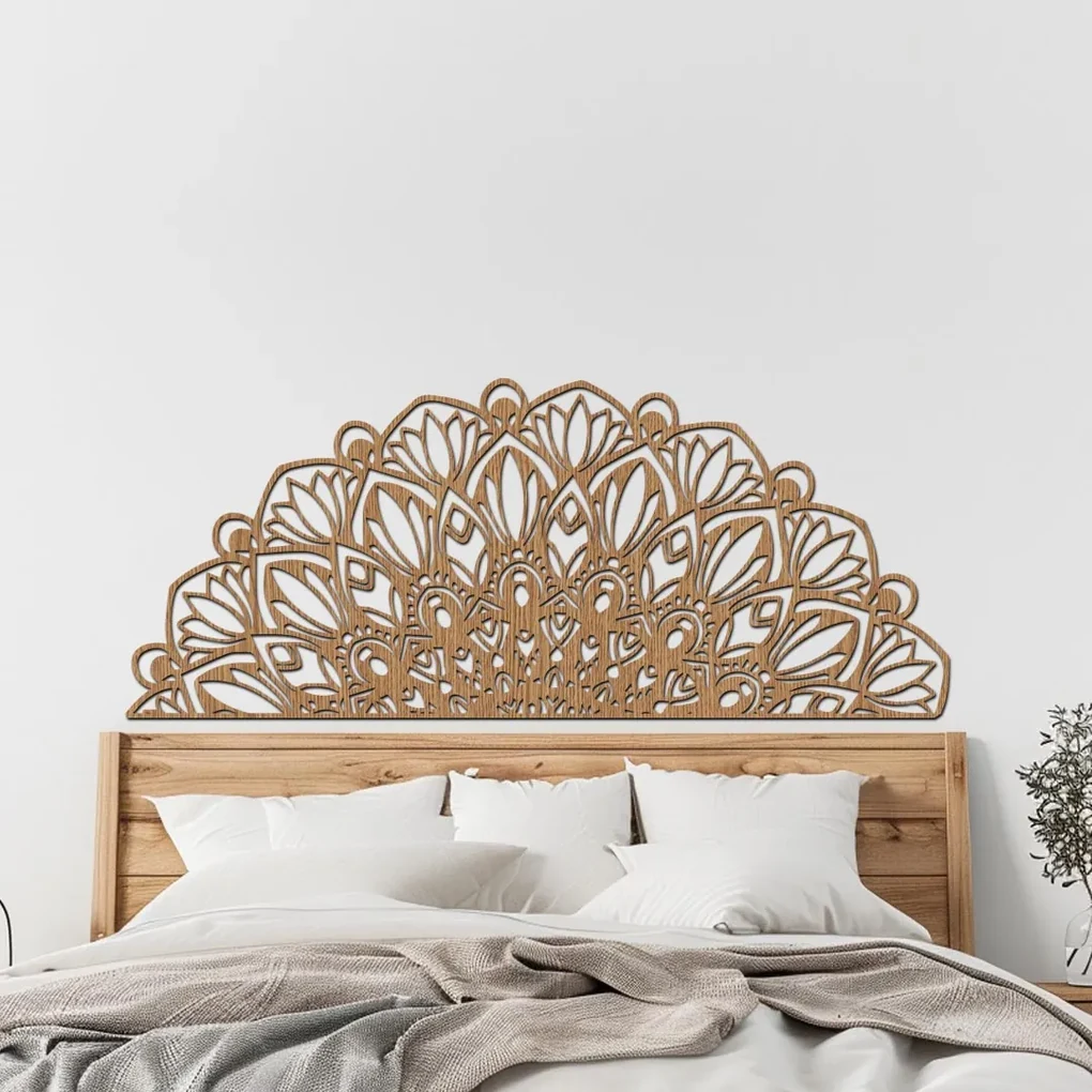 drevo zivota Drevená mandala KVÄŤ k posteli Farebný vzor: Dub Sonoma, Rozmery (cm): 90x38