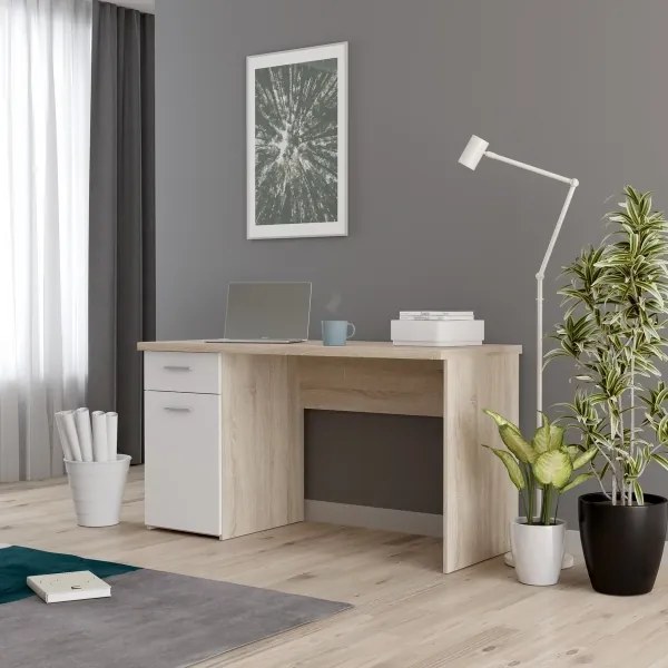 Písací stôl GINO biela/dub sonoma