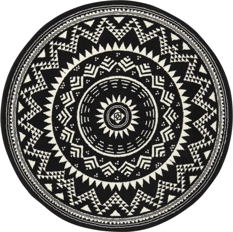 Hanse Home Collection koberce Kusový koberec Celebration 103441 Valencia Black - 140x140 (průměr) kruh cm