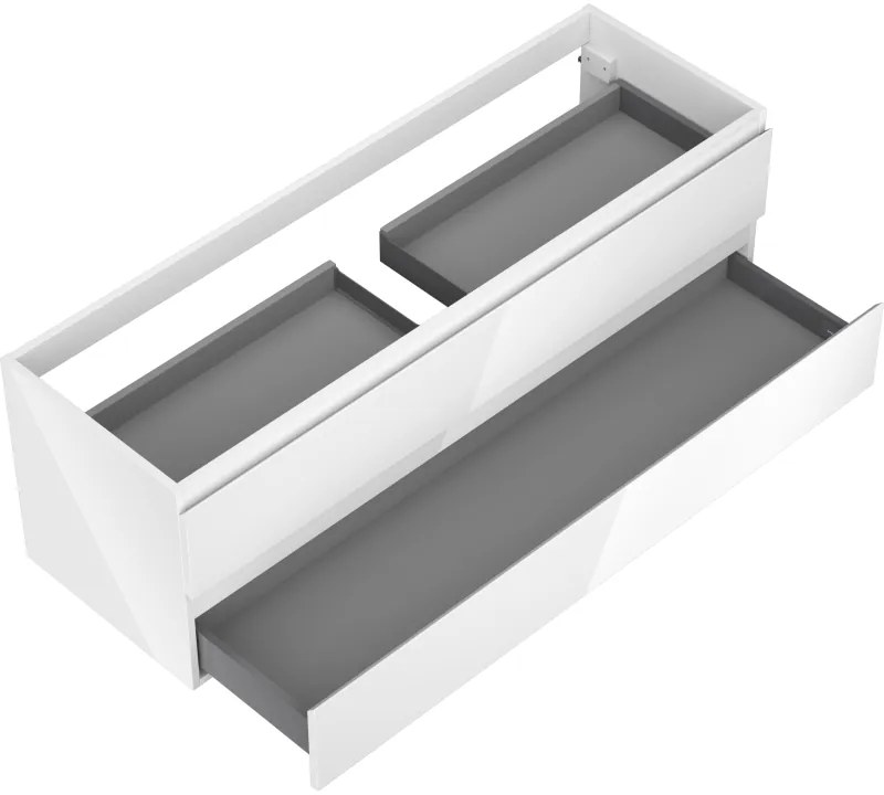 Mexen Orio, kúpeľňová skrinka pod umývadlo 140 cm, 2 zásuvky, biela lesklá, 91A10-14047-2-BFF00