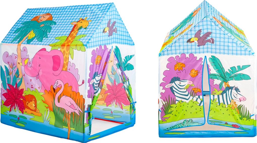 Detský hrací stan IPLAY ZOO domček – farebný, do domu a záhrady, 95×72×102 cm