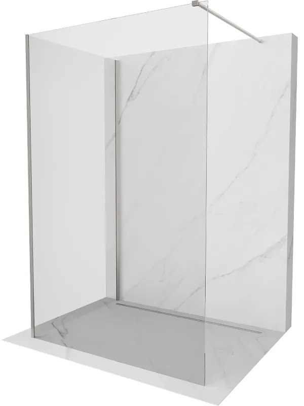 Mexen Kioto, 2-stenová sprchová zástena Walk-In 120 x 95 cm, 8mm číre sklo, brúsená oceľ profil, 800-120-212-97-00-095