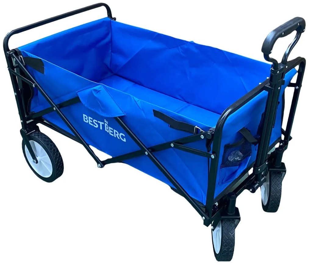 BestBerg BBBW-10BE skladací záhradný / plážový vozík / nosnosť 70 kg / modrý