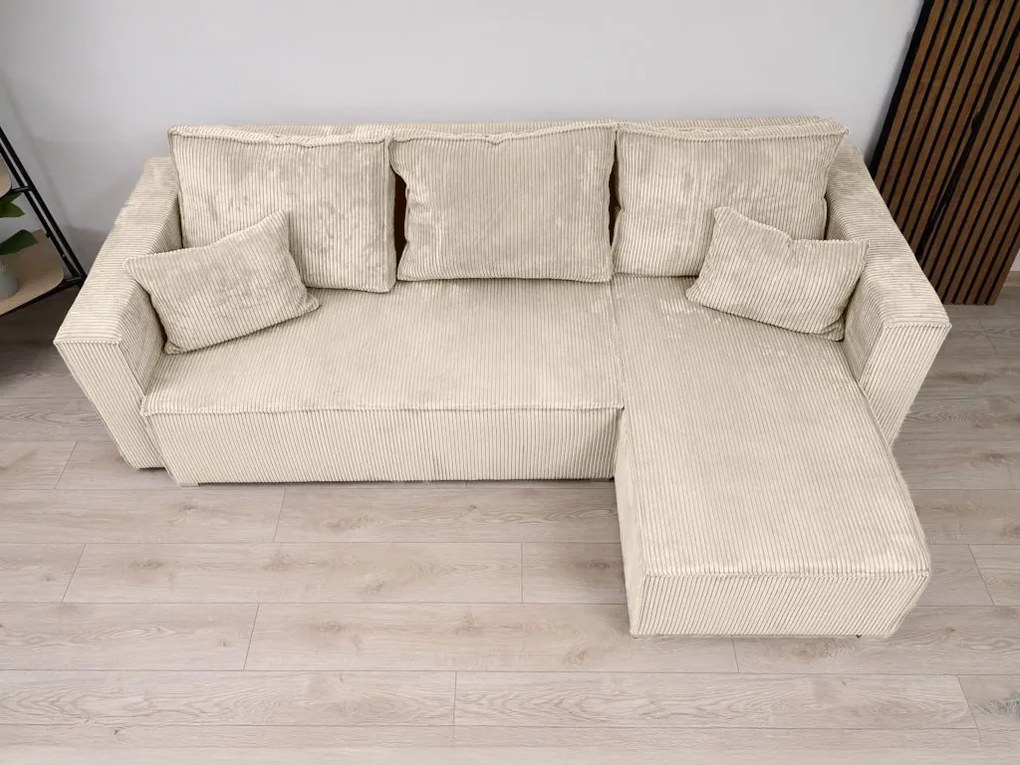 Krémová rohová pohovka SMART COSARO, obojstranná + 2 vankúšiky ZDARMA