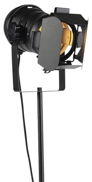 Priemyselná stojaca lampa čierna s nastaviteľným svetlom - Movie
