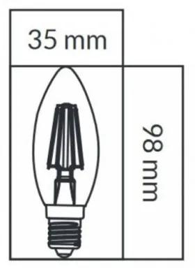 LED žiarovka E27 C35 Filament 4W