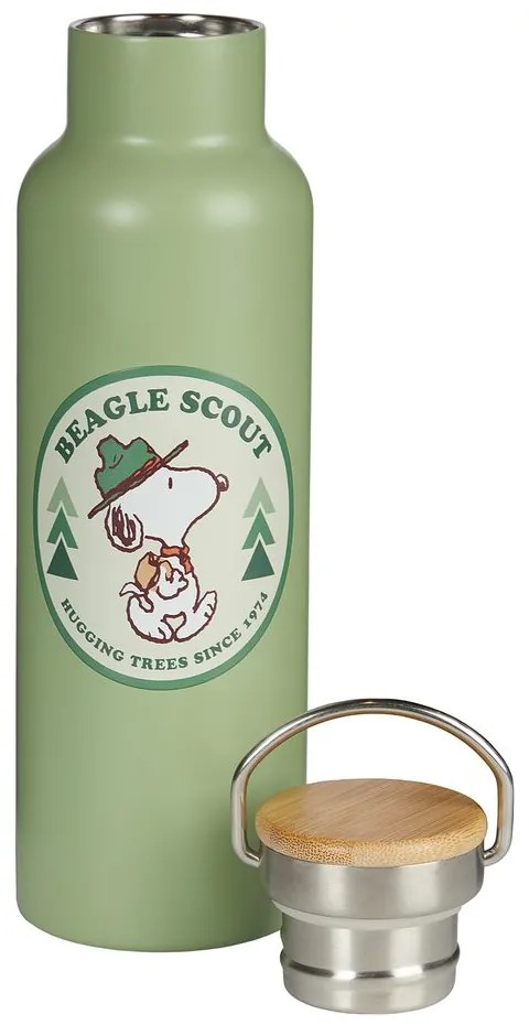 PEANUTS Fľaša nerezová skaut 650 ml - zelená