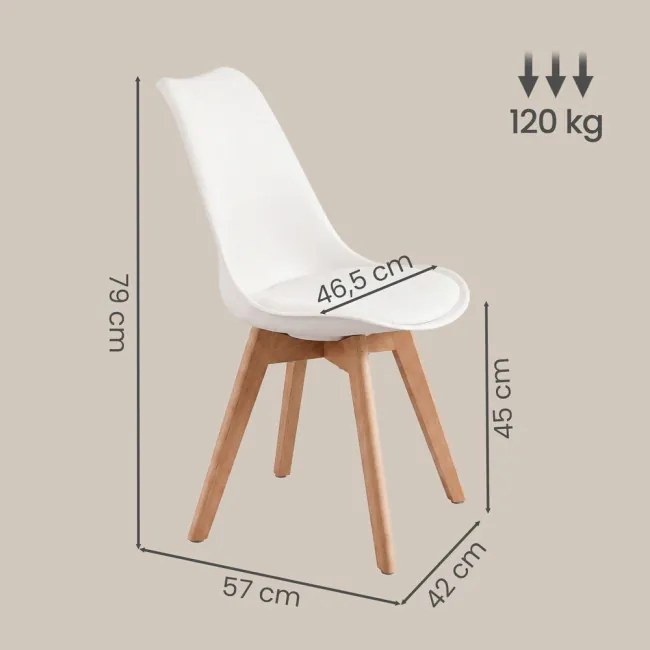 Set dvoch jedálenských stoličiek KDCB35988WD01 biele / hnedé nohy (2 ks)