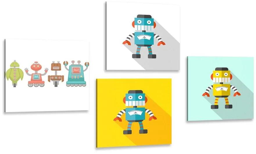 Set obrazov pre detských milovníkov robotov - 4x 40x40