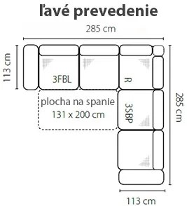 Rohová sedacia súprava MELLO Prevedenie: Ľavé - 3FBL+R+3SBP