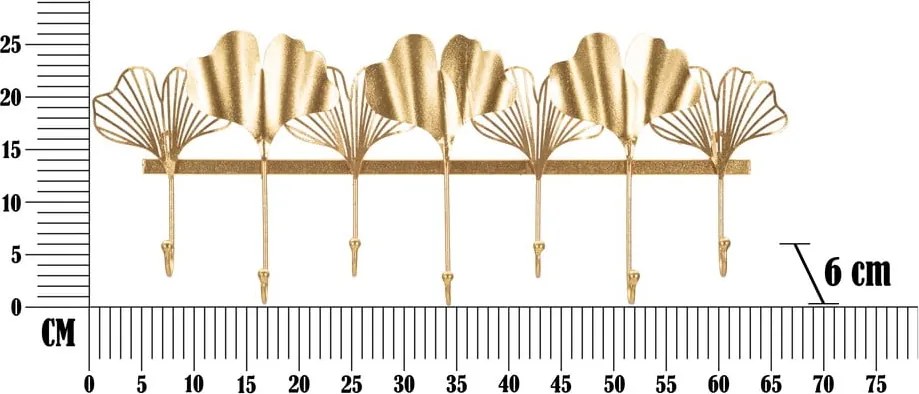 Nástenný vešiak v zlatej farbe Mauro Ferretti Leaves