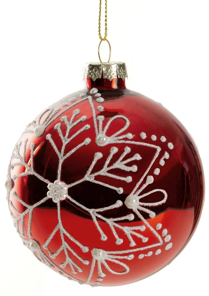 SKLENENÁ VIANOČNÁ BANKA NA STROMČEK SADA 4 KS (FI) 8 CM VZOROVANÁ