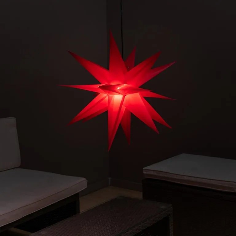 Vianočná dekorácia - hviezda s časovačom, 55 cm, červená