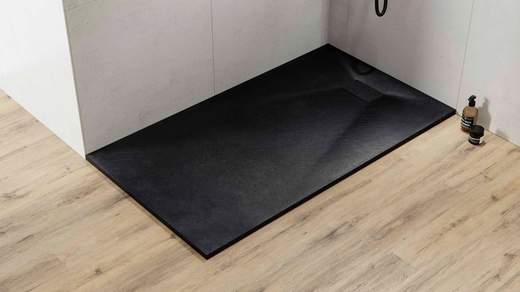 Besco Obdĺžniková sprchová vanička z SMC kompozitu VEXO BLACK R 100x80 (120x80, 120-180x90) BESCO-Rozmery: 170x90
