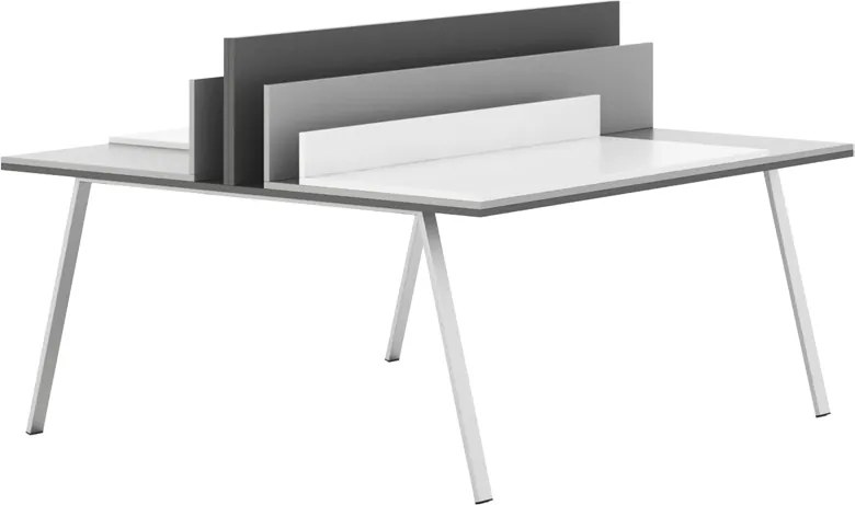 Pracovný stôl DOUBLE Gray LAYERS biela / sivá / grafitová 1600 1600 1070 750 LAYERS