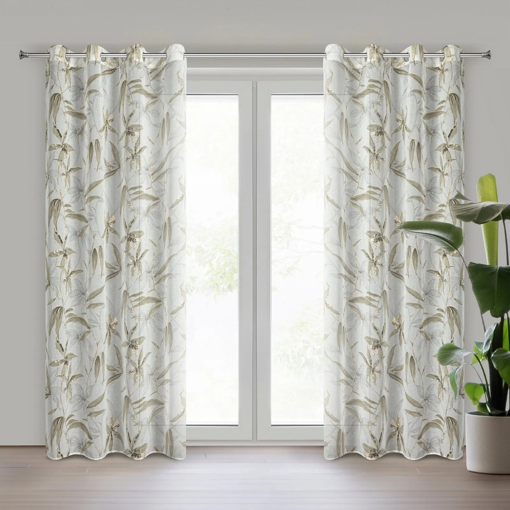 ZÁVES NA KRÚŽKOCH PATI 140X250 CM KVETY