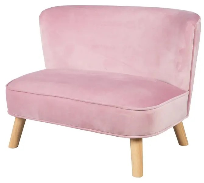 Svetloružová zamatová detská pohovka 70 cm Lil Sofa – Roba