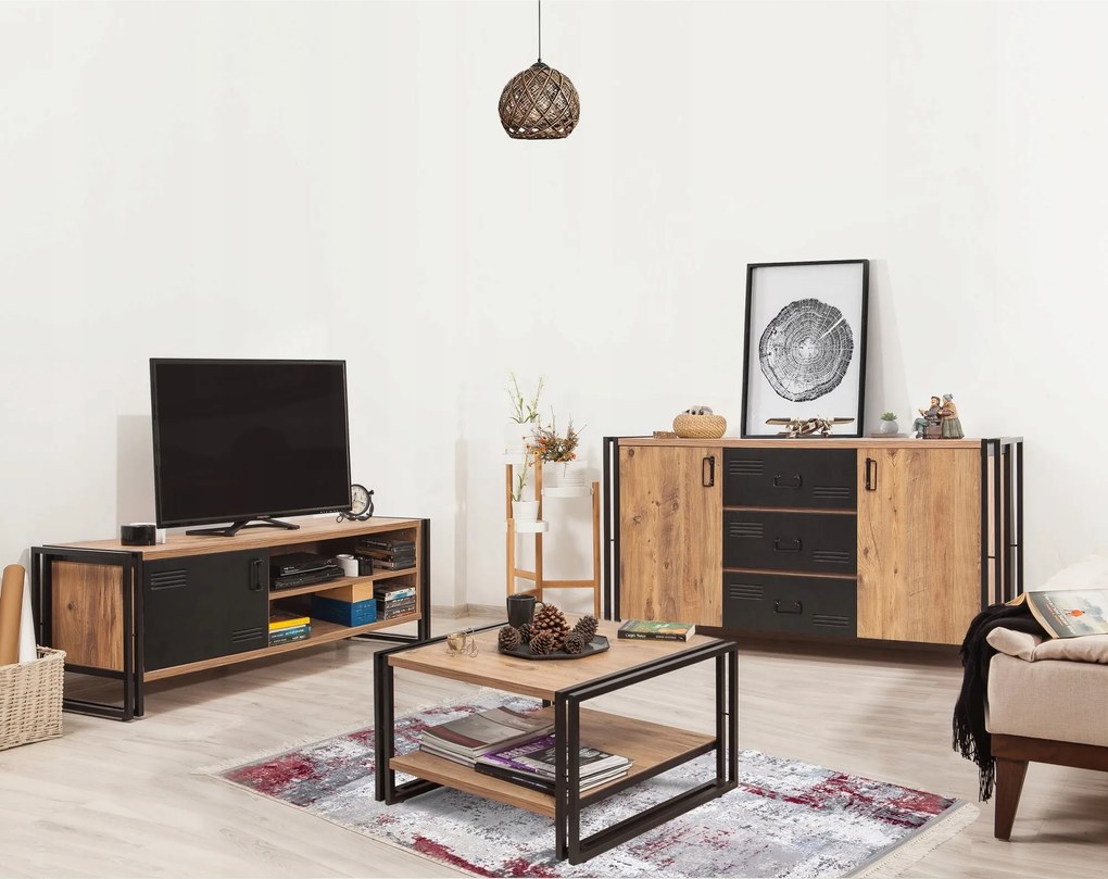 Súprava nábytku do obývacej izby Cosmopolitan 13 (borovica atlantic/čierna)