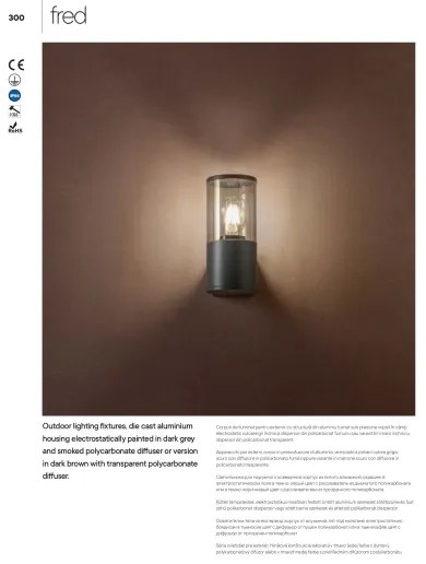 Redo 90047 - Vonkajšie nástenné svietidlo FRED 1xE27/20W/230V IP54