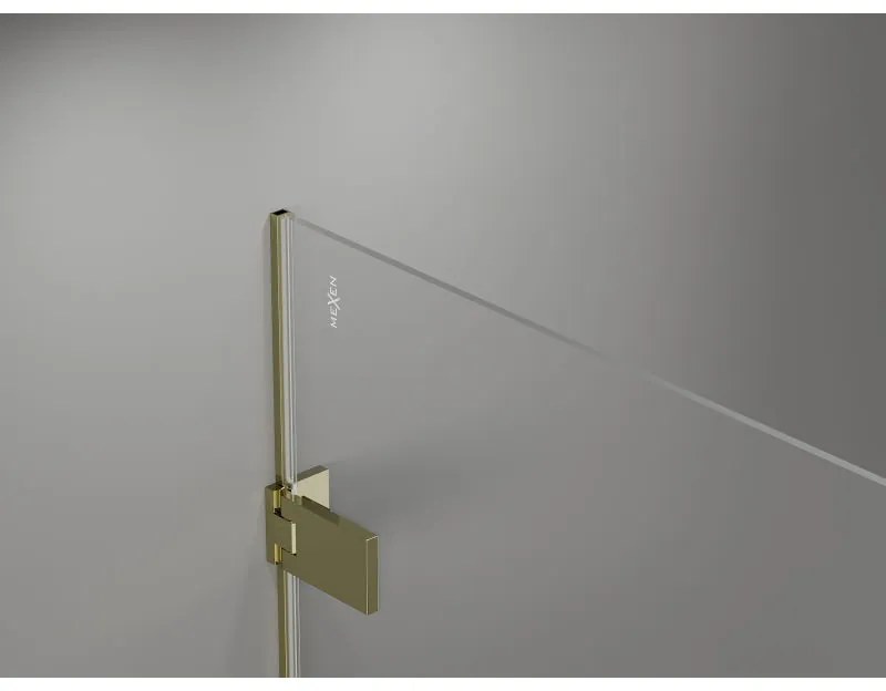 Mexen, Mexen Lunar-F pravé sklápacie sprchové dvere 65 cm, transparentné, zlaté - 836-065-000-50-00-P