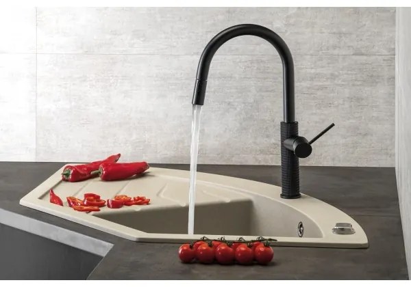 Sapho - Drezová batéria s vyťahovacou sprškou FLAWO matná čierna