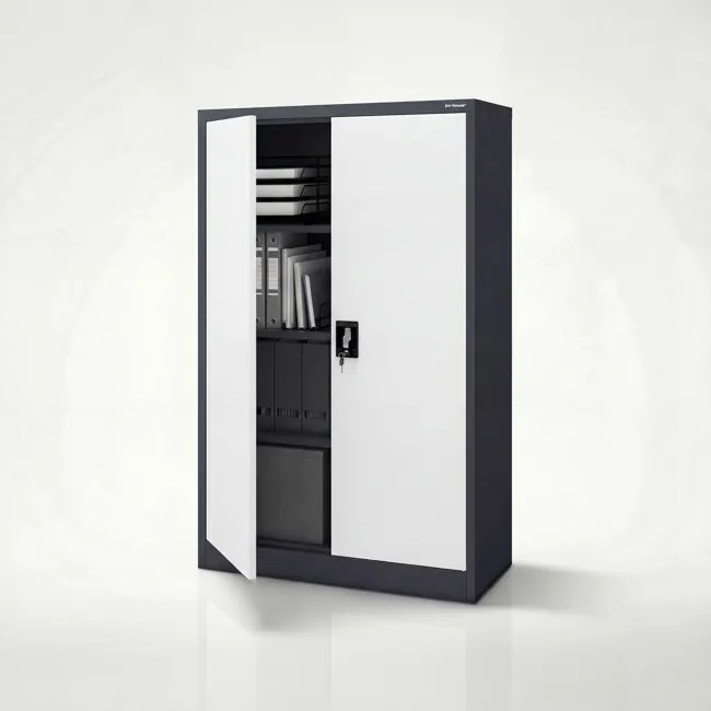 Kovová kancelárska skriňa na dokumenty antracitovo-biela KEVIN 900 x 1400 x 400 mm