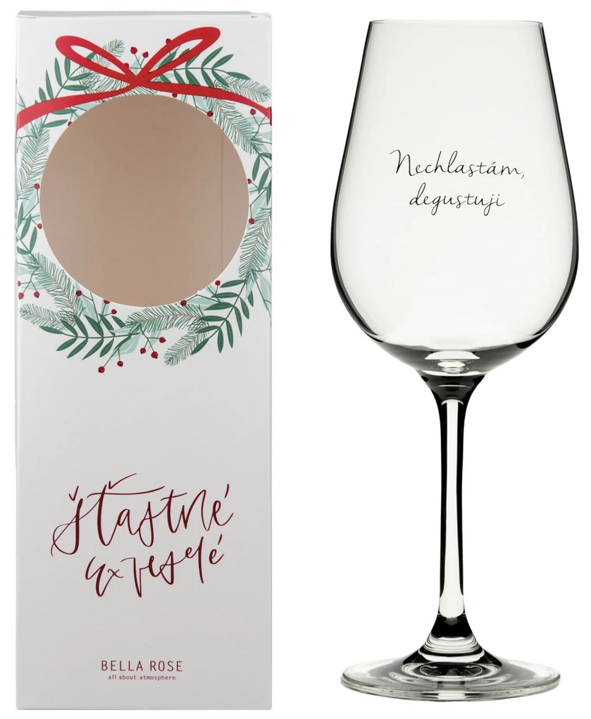 Bella Rose Pohár na víno Nechlastám, degustuji + vianočná krabička – CZ