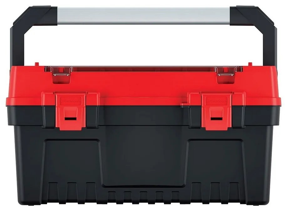 Kufor na náradie s alu držadlom 54,8 × 27,4 × 28,6 cm, prepážky, červená