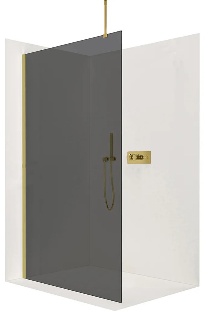CERANO - Sprchová zástena Walk-in Onyx Top L/P - guľatá vzpera - zlatá kartáčovaná, grafitové sklo - 120x200 cm, CER-CER-8050BD1437
