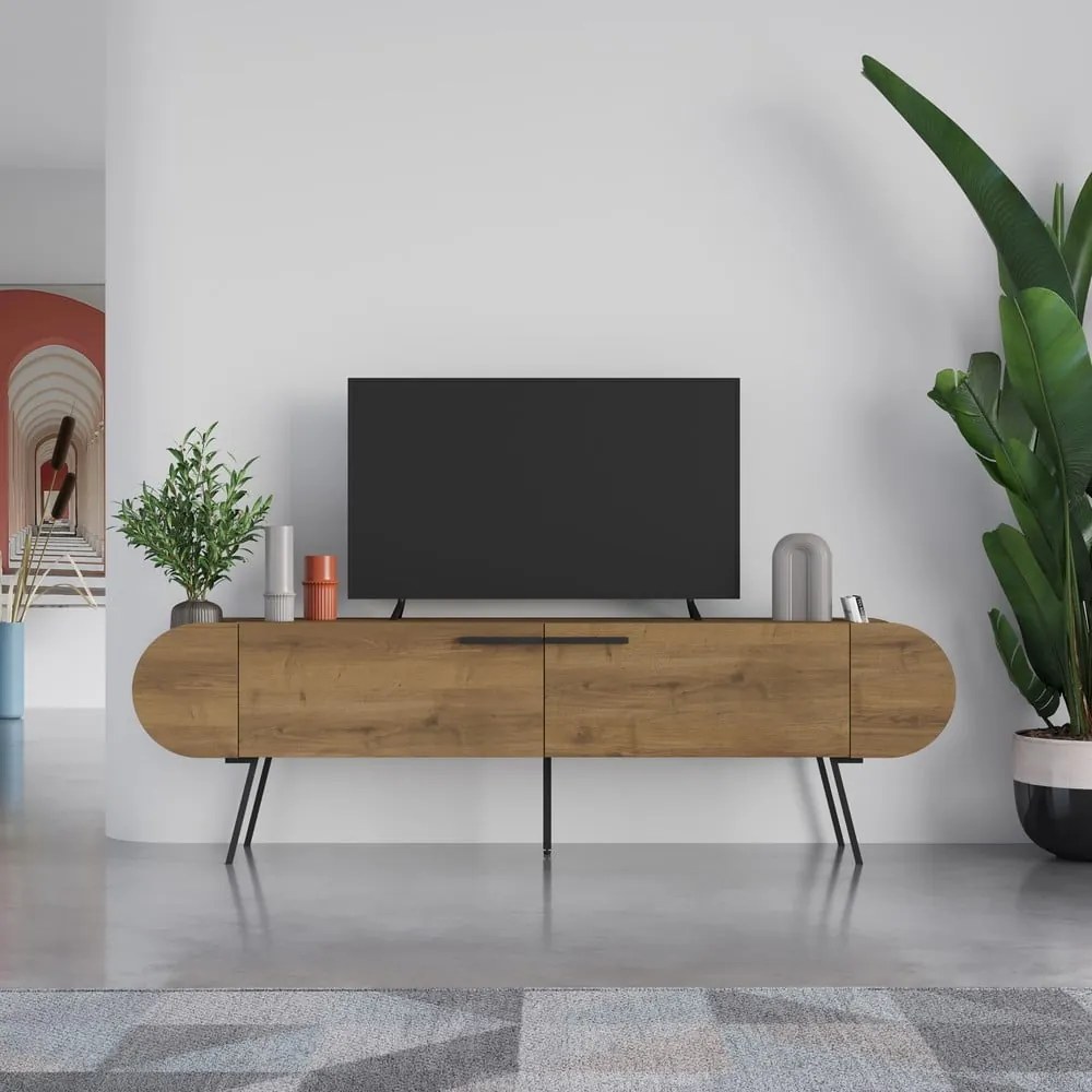 TV stolík v dekore orecha v prírodnej farbe 195x57 cm Saluso – Marckeric